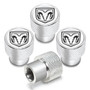 RAM in White on Shining Silver Aluminum Tire Valve Stem Caps