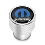 Mopar in Black on Shining Silver Aluminum Tire Valve Stem Caps