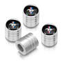 Ford Mustang Tri-Bar Black on Silver Aluminum Cylinder-Style Tire Valve Stem Caps