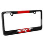 SRT Logo Red Racing Stripe Black Real Carbon Fiber License Plate Frame