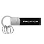 Chrysler Pacifica Black Real Leather Strap Chrome Round Hook Metal Key Chain