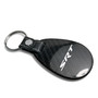SRT Logo Real Black Carbon Fiber with Leather Strap Large Tear Drop Key Chain for Dodge Jeep