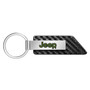 Jeep in Green Carbon Fiber Texture Black PU Leather Strap Key Chain