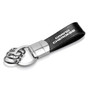 Jeep Grand Cherokee Black Real Leather Strap Chrome Round Hook Metal Key Chain