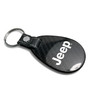 Jeep Black Real Black Carbon Fiber with Leather Strap Large Tear Drop Key Chain