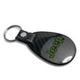 Jeep in Green Black Real Black Carbon Fiber with Leather Strap Large Tear Drop Key Chain