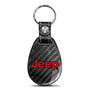 Jeep in Red Black Real Black Carbon Fiber with Leather Strap Large Tear Drop Key Chain