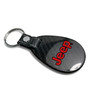 Jeep in Red Black Real Black Carbon Fiber with Leather Strap Large Tear Drop Key Chain