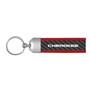 Jeep Cherokee Real Carbon Fiber Strap with Red Leather Stitching Edge Key Chain