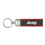 Jeep Real Carbon Fiber Strap with Red Leather Stitching Edge Key Chain
