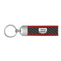 Jeep Grill Real Carbon Fiber Strap with Red Leather Stitching Edge Key Chain