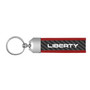 Jeep Liberty Real Carbon Fiber Strap with Red Leather Stitching Edge Key Chain