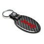 Jeep in Red Real Carbon Fiber Large Oval Shape Black Leather Strap Key Chain