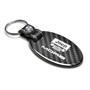 Jeep Moab Real Carbon Fiber Large Oval Shape with Black Leather Strap Key Chain