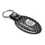 Jeep Wrangler Rubicon Real Carbon Fiber Oval Shape Black Leather Strap Key Chain