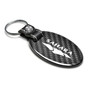 Jeep Wrangler Sahara Real Carbon Fiber Oval Shape Black Leather Strap Key Chain