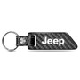 Jeep Real Carbon Fiber Blade Style with Black Leather Strap Key Chain