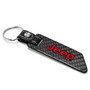 Jeep in Red Real Carbon Fiber Blade Style with Black Leather Strap Key Chain