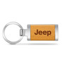 Jeep Laser Engraved Maple Wood Chrome Metal Trim Key Chain