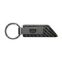 Jeep Grill Logo Gunmetal Black Gray Metal Plate Carbon Fiber Texture Leather Key Chain