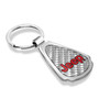 Jeep in Red Real Silver Dome Carbon Fiber Chrome Metal Teardrop Key Chain