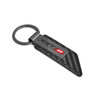 SRT-8 Logo Gunmetal Black Gray Metal Plate Carbon Fiber Texture Leather Key Chain