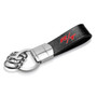Dodge R/T Logo Black Real Leather Strap Chrome Round Hook Metal Key Chain