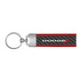 Dodge Logo Real Carbon Fiber Strap with Red Leather Stitching Edge Key Chain