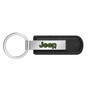 Jeep in Green Silver Metal Black PU Leather Strap Key Chain