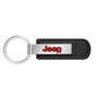 Jeep in Red Silver Metal Black PU Leather Strap Key Chain