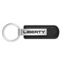 Jeep Liberty Silver Metal Black PU Leather Strap Key Chain