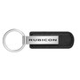 Jeep Rubicon Wrangler Silver Metal Black PU Leather Strap Key Chain