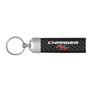 Dodge Charger R/T Real Carbon Fiber Leather Strap Key Chain with Black stitching