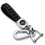 Dodge R/T Logo in Black Braided Rope Style Genuine Leather Chrome Hook Key Chain