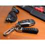 Dodge R/T Logo in White Braided Rope Style Genuine Leather Chrome Hook Key Chain
