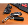 Dodge Jeep SRT Logo in Black Real Carbon Fiber Loop-Strap Chrome Hook Key Chain