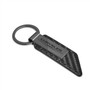 Chrysler Logo Gunmetal Black Gray Metal Plate Carbon Fiber Texture Leather Key Chain