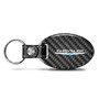 Chrysler Logo Real Carbon Fiber Large Oval Shape Black Leather Strap Key Chain