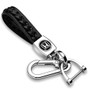 Honda Logo in Black Braided Rope Style Genuine Leather Chrome Hook Key Chain