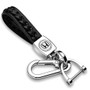 Honda Logo in White Braided Rope Style Genuine Leather Chrome Hook Key Chain