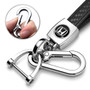 Honda Logo in Black Genuine Black Carbon Fiber Loop-Strap Chrome Hook Key Chain
