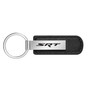 SRT Logo Silver Metal Black PU Leather Strap Key Chain for Dodge Jeep Chrysler