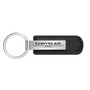 Chrysler Logo Silver Metal Black PU Leather Strap Key Chain