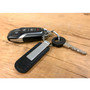 Chrysler Logo Silver Metal Black PU Leather Strap Key Chain