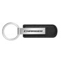 Dodge Charger Silver Metal Black PU Leather Strap Key Chain