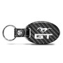Ford Mustang GT Real Carbon Fiber Large Oval Shape Black Leather Strap Key Chain
