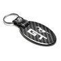 Ford Mustang GT Real Carbon Fiber Large Oval Shape Black Leather Strap Key Chain
