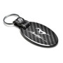 Ford Mustang Script Real Carbon Fiber Oval Shape Black Leather Strap Key Chain