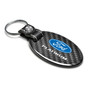 Ford Platinum Real Carbon Fiber Large Oval Shape Black Leather Strap Key Chain