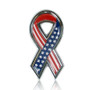 United States USA Flag Ribbon Chrome Car Emblem